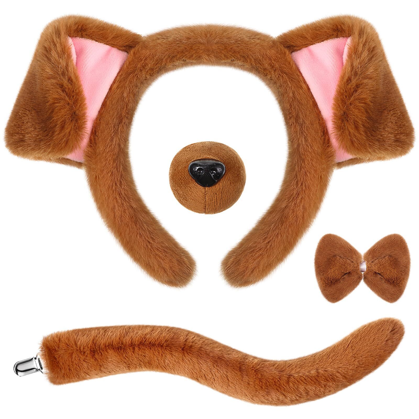 4849 4 Pcs Puppy Costume Set - Ears Headband, Fake Nose, Bow